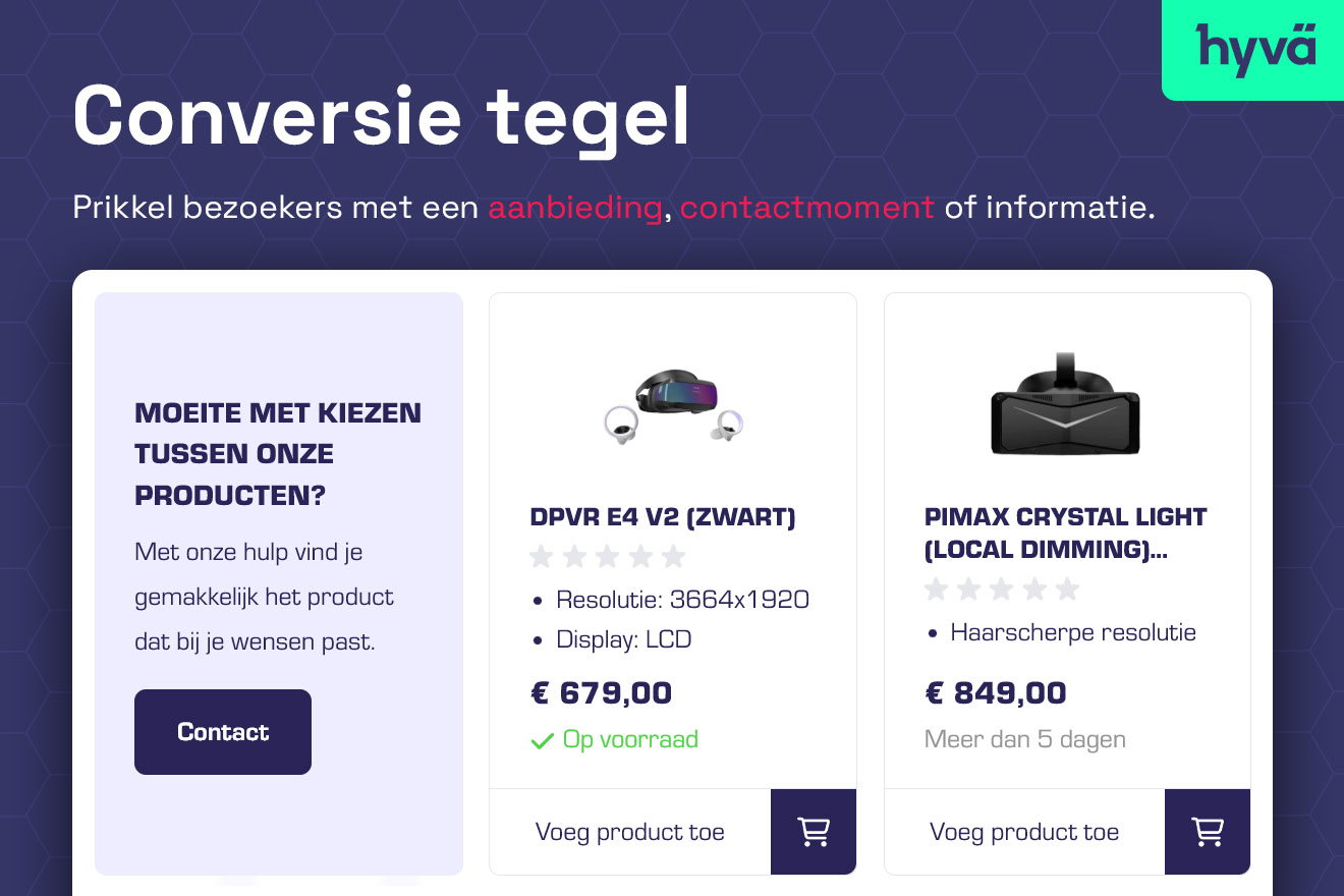 Conversie tegels bij product overzichten