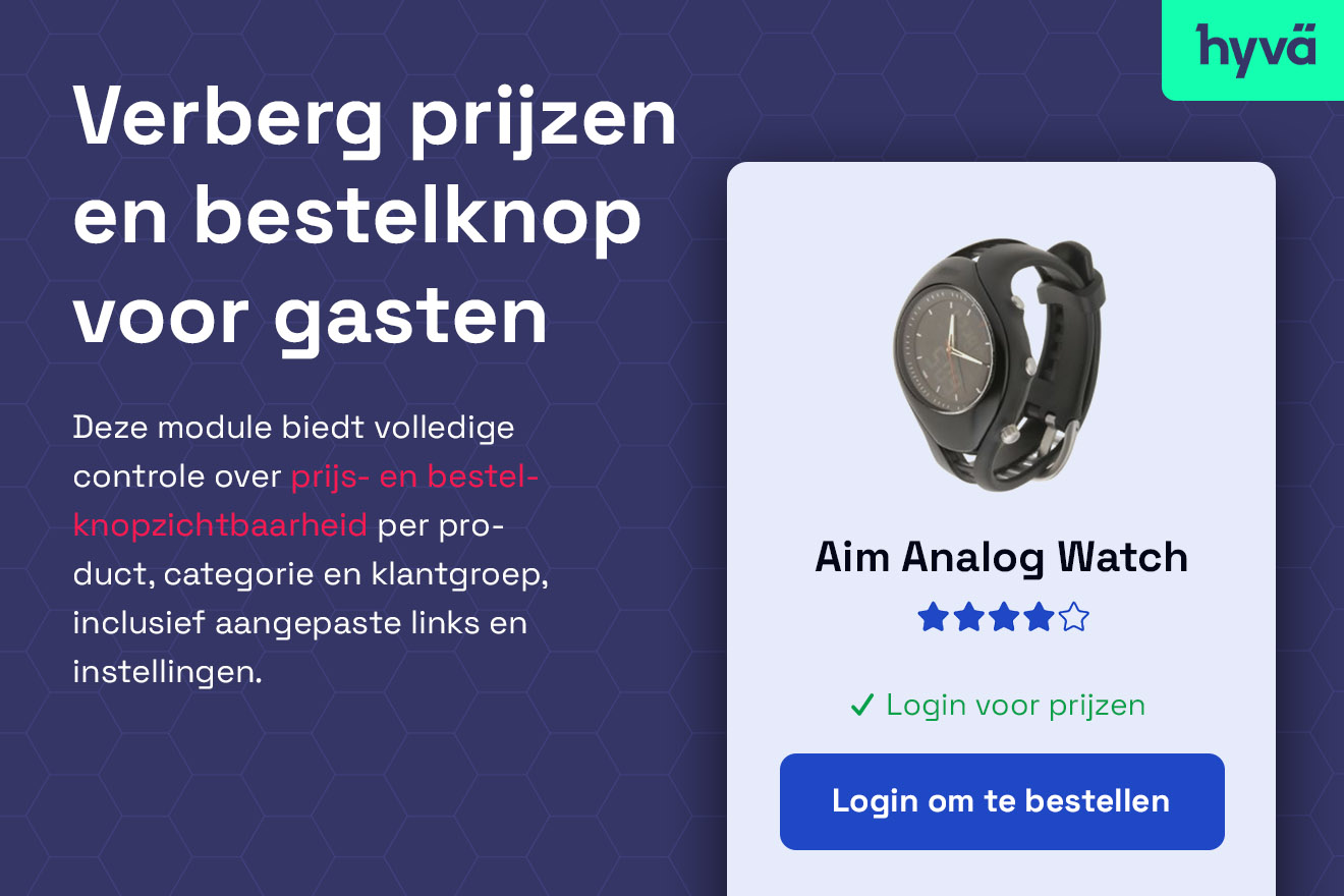 Verberg prijzen en bestellen voor de inlog